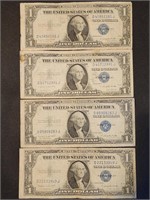 4- 1935 G $1 Silver Certificates