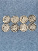 8 Liberty dimes 1940's