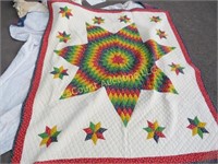 beautiful star pattern vintage quilt