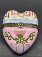 Enameled Pink Heart Trinket / Pill Box
