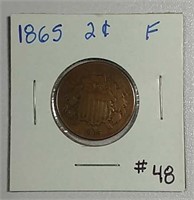 1865  Two Cent   F
