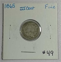 1865  Three Cent Nickel   F