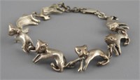 Vintage cat bracelet marked Mexico 925