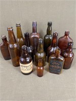 Collection of Vintage Brown Advertising Bottles