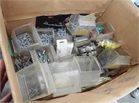 Box w/Many Hardware Caddy Drawers & Contents