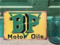 Nostalgic tin B P Motor Oils sign