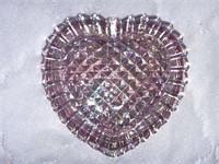 Smith glass pink iridescent heart box 5’’W