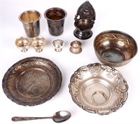 ANTIQUE INDIAN 800 SILVER DISHES & JARS
