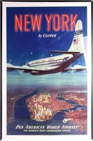 VINTAGE NEW YORK USA PAN AMERICAN AIRWAYS POSTER