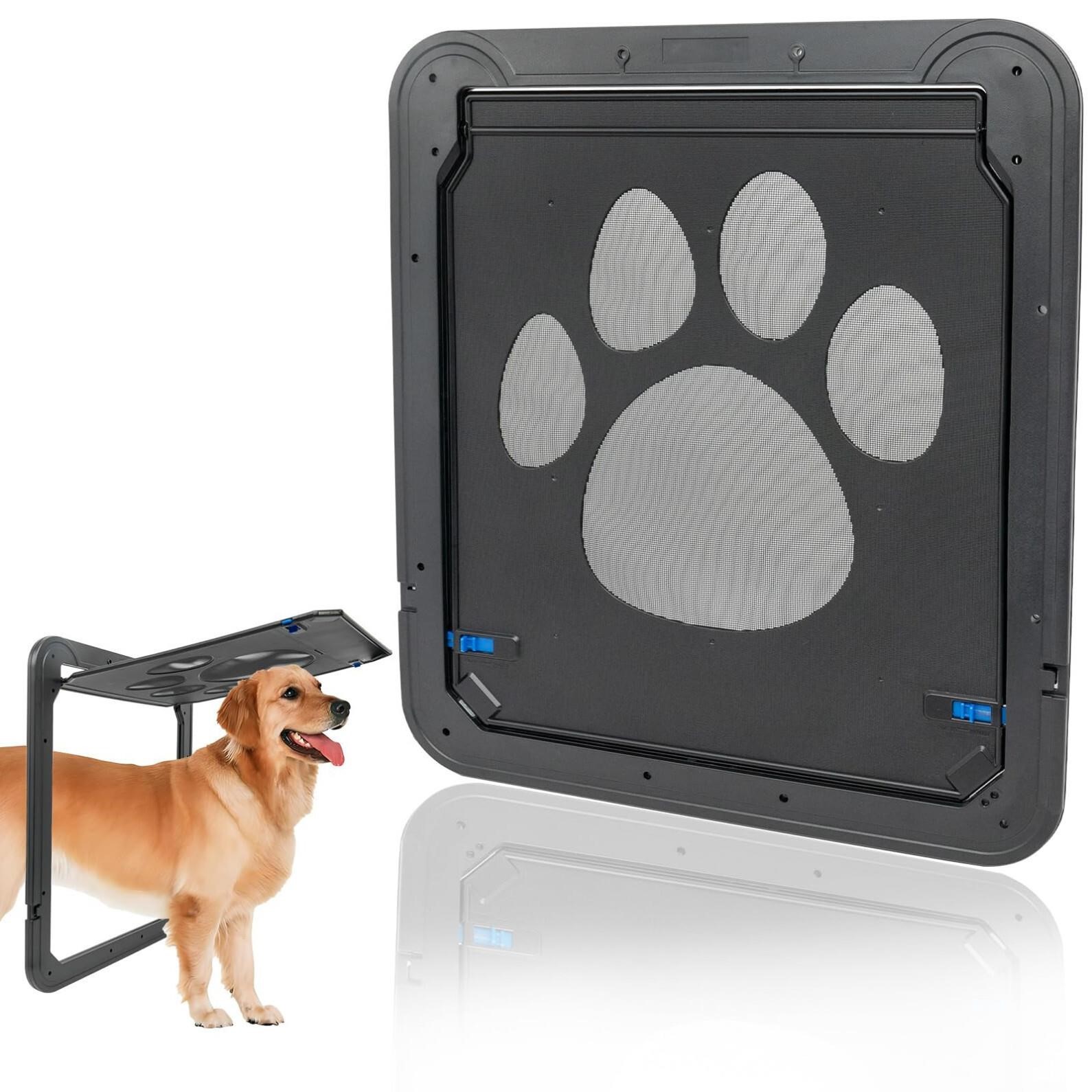 Pet Door for Screen Door, Two Blue Locks for Locki