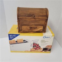 Wooden box and toaster