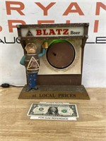 Vintage cast Blatz Beer Barrel guy lighted