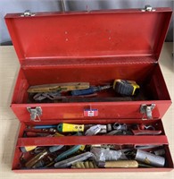 Mastercraft red tool box with assorted tools