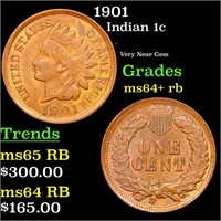1901 Indian Cent 1c Grades Choice+ Unc RB