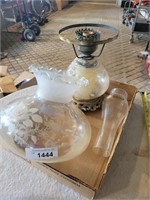 Vintage Etched Glass Electrified Kerosene