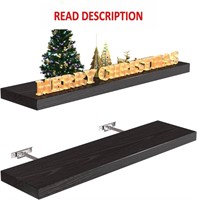 HBL' 24 Inch Wood Floating Shelves - Black