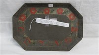 Civil War Era Thick Tin Serving Tray W/ Floral