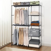 N8083  HONEIER Garment Rack, 5 Shelves, 2 Hanging
