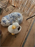 Ceramic Cat, Duck Planter