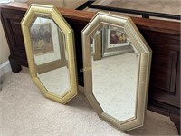 Pair of Octagon Beveled Mirrors, Measures: 18x29
