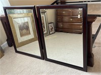 Pair Wood Framed Beveled Mirrors, Little Damage