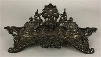 Ornate Metal Double Inkwell