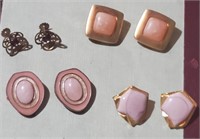 4 pair earings pink stones gold tone CORO FLP