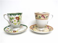 2 DELUVO RUSSIA PORCELAIN CUPS W/ MATCHING SAUCERS