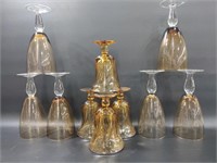 Two sets of Amber Stemware