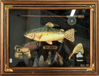 Rainbow trout sculpture in shadowbox frame