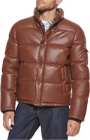 (N) Levi's Men's Bubble Puffer, Saddle Faux Leathe