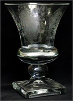 Duncan Miller Etched Glass Vase 7"
