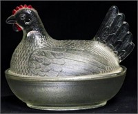 Vintage Glass Hen on the Nest 5.5"