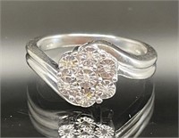 Sterling Silver Ring with White Stones Size 7