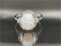 Sterling Silver Ring Opal Stone Size 9