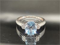 Sterling Silver Ring Blue Stone Size 9