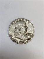 1958 D Franklin Silver Half Dollar