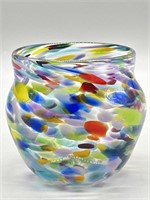 Signed Blown Glass Millefiori Glass Vase