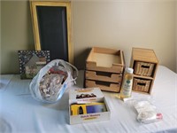 Storage trays/ many wine corks/ hand painted board
