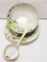 Vtg Nippon Hand Painted Dumpling Bowl Spoon Crown