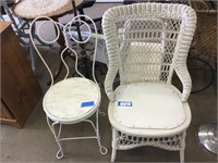 Wicker chair and metal chair