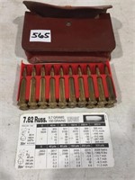20 Rounds 7.62 Russ Ammo w/ Leather Holder