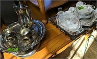 Silver Plate Tea Set, Trays, Clifford Colonial