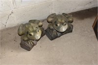 2 RESIN FROGS 6 INCH TALL