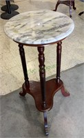 Solid wood marble top plant stand - marble has