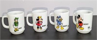 4 Pc. Vintage Disney Glass Mugs