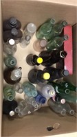 4 Amber syrup bottles, soda & medicine bottles &