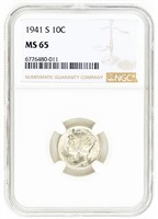 Coin 1941-S Mercury Dime-NGC MS65
