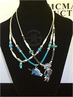 3- Southwest style necklaces, Kachina, zUnicorn &