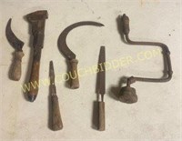 Antique Wooden Handled Tools